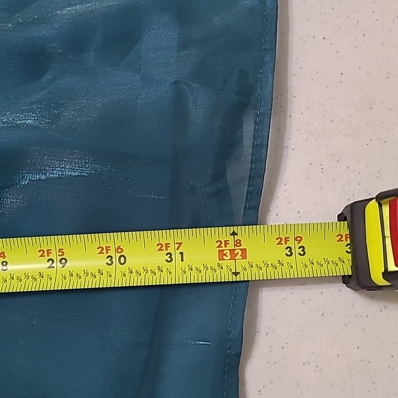 Thirty Thirty Teal Mini Dress with Sheer Poof Sleeves & Smocked Back size XL - Picture 8 of 8